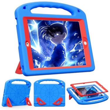 Imagem de ZVOPVO Capa infantil para iPad 9ª geração 2021/iPad 8ª geração 2020/iPad 7ª geração 2019 (10,2 polegadas), capa durável à prova de choque com protetor de tela/alça, (azul + vermelho)