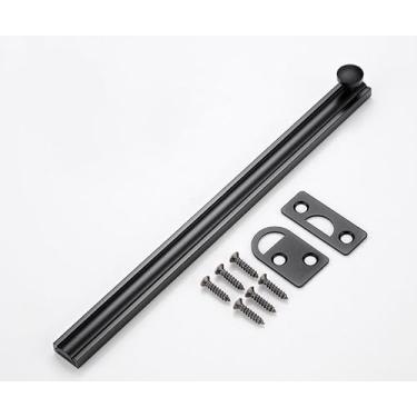 Imagem de SUYA Trava deslizante oculta de 90/180 graus, parafuso de superfície de latão sólido de 30 cm em preto fosco, trava elegante e segura para portas francesas/cercas de madeira/portões/armários ou portas