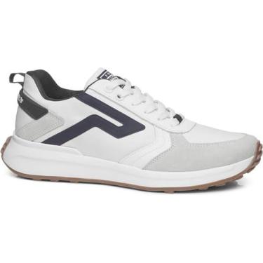 Imagem de Tênis Casual Masculino Pegada, Branco e Azul Marinho, Sola em Borracha (branco/Marinho, BR, Adulto, Numérico, 44)