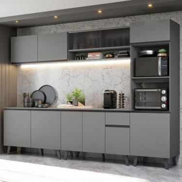 Imagem de Armário De Cozinha Completa 300cm Cinza Nice 02 Cinza