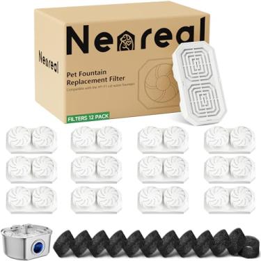 Imagem de Pacote com 12 filtros oficiais de substituição com esponjas de pré-filtro para fonte de água automática de aço inoxidável de 3,2 l de 3061 ml