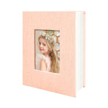 Imagem de HoneyTolly Álbum de fotos 10 x 15 bolsos para presentes de casamento, livro de memórias de capa dura de linho, álbuns de fotos para casamento, família, aniversário, bebê, fotos de férias