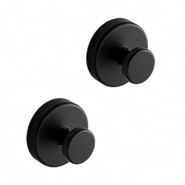 Imagem de Bestac Ganchos de ventosa - Ganchos adesivos de aderência forte para banheiro, chuveiro e vidro - Ganchos removíveis para toalha e roupão, pacote com 2 (2, preto)