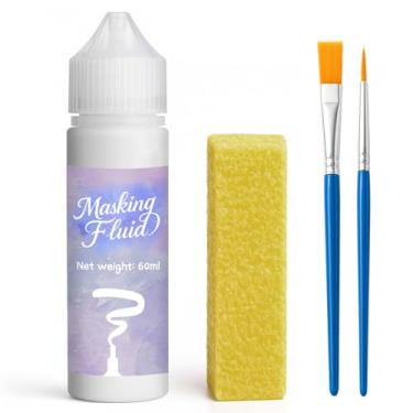 Imagem de 1DFAUL Fluido de mascaramento de 60 ml para pintura em aquarela, fluido de máscara de aquarela, espaço branco preciso, fácil de remover, látex à base de água, para artistas, iniciantes, proteção de