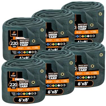 Imagem de Xpose Safety Lona de malha verde resistente 1,8 m x 2,3 m (pacote com 6) – 70% pano protetor solar com ilhós para jardim, cerca, tela de privacidade, copas, caminhões basculantes, capa de piscina