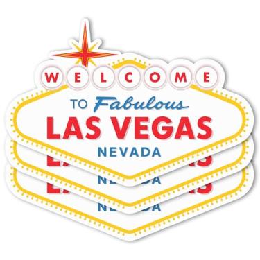 Imagem de Sticky Expressions | (3 peças) Adesivo Welcome to Fabulous Las Vegas - Tamanho 7,6 cm por 5 cm - Adesivo forte, durável, à prova de intempéries. Adesivos perfeitos de Las Vegas
