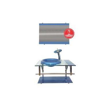 Imagem de Gabinete de Vidro 70cm para Banheiro França - EKASA, Azul