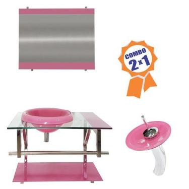 Imagem de Combo 2 em 1 - Gabinete  70cm França + Torneira Ibiza - EKASA, Rosa