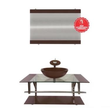 Imagem de Gabinete de Vidro 90cm para Banheiro Itália - EKASA, Marrom