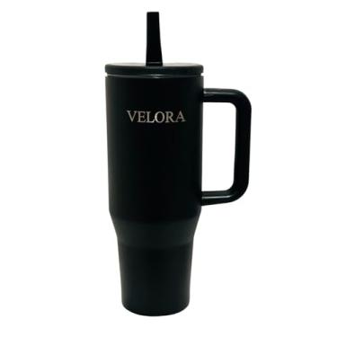 Imagem de VELORA ChillGuard Copo isolado de aço inoxidável de 1,134 g para bebidas quentes e frias (água, café, vitaminas, sucos, etc.) (preto)