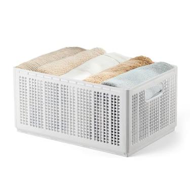 Imagem de Organizador de roupas de guarda-roupa, 5 ou 7 grades, caixas de armazenamento de jeans com alças, organizador de gaveta para roupas, divisórias dobráveis ajustáveis para suéter, calça (7 grades