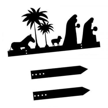 Imagem de Generic Placa de jardim com silhueta de presépio, decoração de Natal, presente com estacas, placa de jardim para feriado, pátio, caminho, Style C