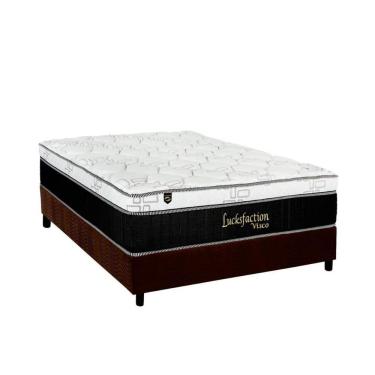Imagem de Cama Box Casal: Colchão Molas Ensacadas Luckspuma Lucksfaction Viscoelástico + Base Brown(138X188)