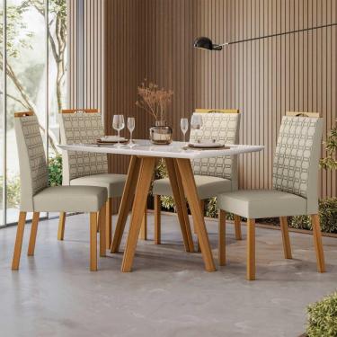 Imagem de Conjunto Sala De Jantar Mesa 1,20m Com 4 Cadeiras Mariah Ypê/off White/ja01 - New Ceval