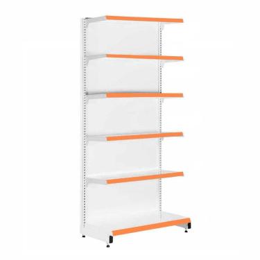 Imagem de Gôndola Prateleira Para Supermercado 6 Níveis 40x30 New Plus 2,00 Parede Inicial Pe Laranja - Sa Gôndolas