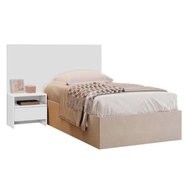 Imagem de Painel Cama Box Madeirado Solteiro Prime C- 1 Mesa E 1 Gaveta Branco - Novo Horizonte