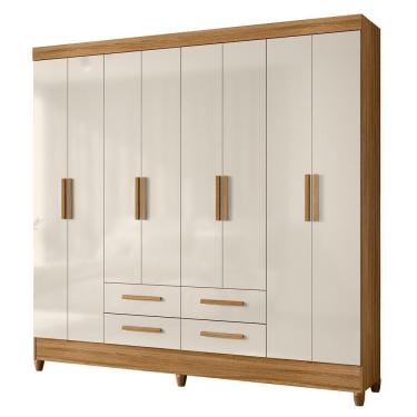 Imagem de Guarda Roupa Casal Flórida 8 Portas E 4 Gavetas Freijó Off White - Moval Freijó Off White