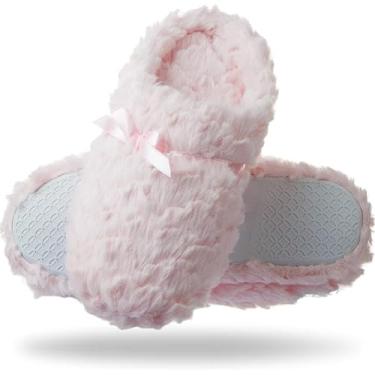 Imagem de Pantufas femininas fofas e fofas para uso interno com espuma de memória quente e confortável, ultramacia e antiderrapante, rosa, 4-5 B（M）US