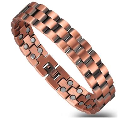 Imagem de Heavenly Metals Pulseira masculina de cobre puro – estilo ChronoBand – 3 ímãs fortes de neodímio – joia magnética de cobre sólido – ajuste ajustável, caixa de presente e ferramenta de tamanho – marca