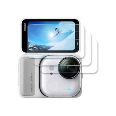 Imagem de iDaPro Protetor de tela para Insta360 GO Ultra[3 peças], vidro temperado, dureza 9H, anti-arranhões, antibolhas, fácil instalação