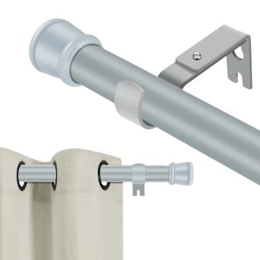 Imagem de Varões de cortina resistentes para janelas de 80 a 304 cm, conjunto de hastes de cortina ajustáveis de 2,5 cm com suportes, varão de cortina de metal para quarto, cozinha, sala de estar 25LMG120SIL