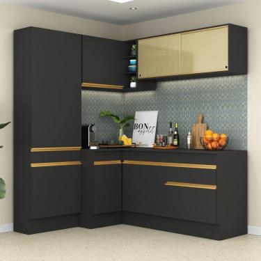 Imagem de Cozinha Completa De Canto Mp2089 Com Armário E Balcão Preta