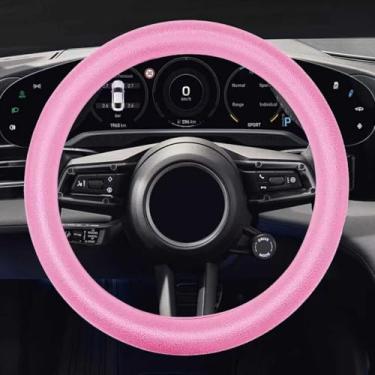 Imagem de KUQUTIDY Capa de volante de carro, protetor de volante antiderrapante de silicone, 13/14/15/40.6 cm, capas protetoras de volante ultrafinas para mulheres e homens, acessórios universais para veículos