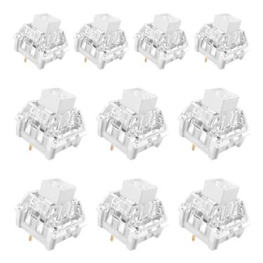Imagem de Fejwlvs Kailh Interruptor branco com caixa de 10 peças de 3 pinos 45gf pré-lubrificado, à prova de poeira, adequado para RGB, teclados mecânicos para jogos, teclado mecânico MX