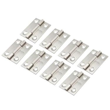 Imagem de Lamvbls 8 peças de aço inoxidável 304 mini dobradiças dobráveis de 3,8 cm com parafusos, dobradiças de artesanato dobráveis para armário pequeno