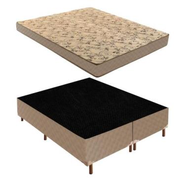 Imagem de Cama Box Queen com Colchão D33 Unique Duoface 16x158x198cm e Base Flor