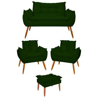 Imagem de Kit 02 Poltronas + Namoradeira + Puff Opala Balaqui Decor Verde