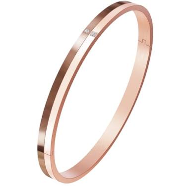 Imagem de Pulseira feminina banhada a ouro 18 K, pulseira de ouro da amizade de zircônia cúbica deslumbrante, aço inoxidável à prova d'água, não mancha e à prova d'água, presente de joias de ouro moderno para o