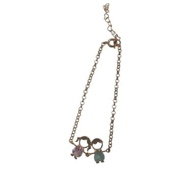 Imagem de Pulseira Casal com Turmalina, Banhada em Ouro 18k, para Filhos, Acessório Familiar