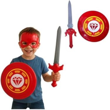 Imagem de Fantasia de super-heroi vermelho e dourada, diversao garantida e inspiradora, resistente, completa.