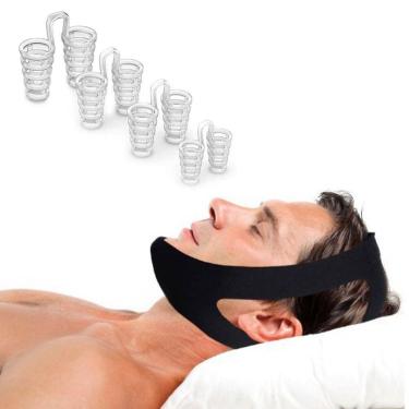 Imagem de Kit 1 Faixa Anti Ronco 3 Pontas + 4 Unidades Clip Nasal Anti Ronco