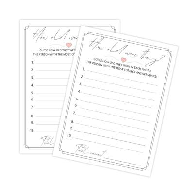 Imagem de Topabel Quantos anos eles tinham cartões de jogo, 10 x 15 cm The Age Photo Game Convites para chá de panela, casamento, casal, chá de bebê, pais, 50 peças por pacote (branco)