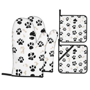 Imagem de Conjunto de luvas de cozinha com suporte de tampa, luvas de forno resistentes ao calor para manusear panelas quentes, grelhar, churrascos, kit de 4 peças.