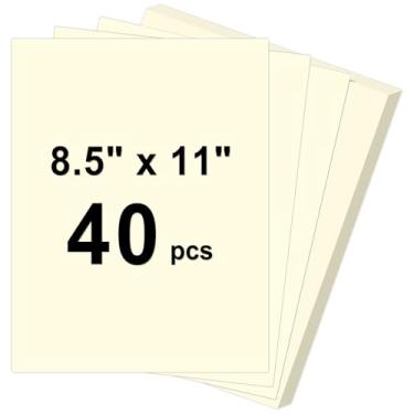 Imagem de Cartolina com 40 folhas, 8,5 x 11, 29,5 kg, papel de construção, papel grosso para impressão, pintura, confecção de cartões, material escolar infantil, decorações de festa