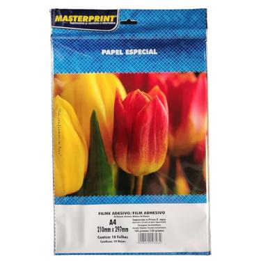 Imagem de 20 Folhas De Papel Adesivo Vinil A4 Branco 135g Masterprint