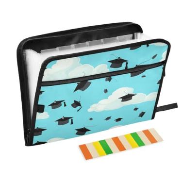 Imagem de Wassud Tampas flutuantes de graduação acordeão organizador de arquivos de papel A4 pastas de arquivo de documentos fólio com etiquetas pasta de arquivo expansível 13 bolsos