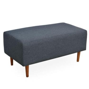 Imagem de Puff Sala De Estar Cléo W01 Pés Palito 90 Cm Linho Chumbo - LYAM DECOR