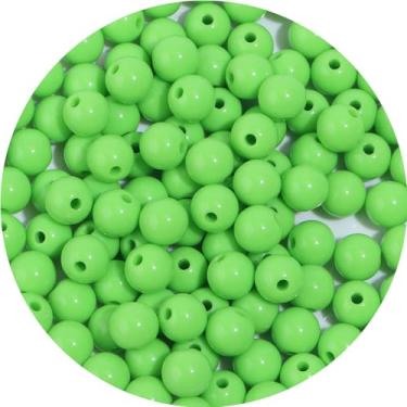 Imagem de 200 peças 10 mm contas de acrílico lisas redondas para artesanato contas espaçadoras com orifício para pulseira faça você mesmo, colar, brincos, chaveiro, joias, suprimentos artesanais, verde liso