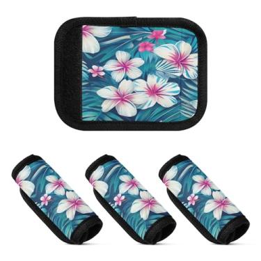 Imagem de Qilmy Pacote com 4 identificadores de bagagem havaiana com alça de ovo e alça confortável para carrinho de bebê, mala de viagem, acessórios de viagem de avião2289