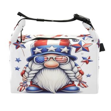 Imagem de STAYTOP Lancheira fofa de gnomo do Dia da Independência com fivela de alça, lancheira isolada para meninos e meninas, lancheira térmica para trabalho escolar