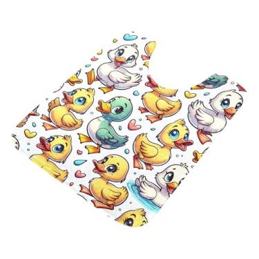 Imagem de Burbuja Tapete de banheiro fofo patos, tapete de banho absorvente de pelúcia macio, base antiderrapante para piso de banheiro, oval em forma de U