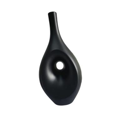 Imagem de FLCPJGV Arranjo de Flores Geométrico para Mesa, Centro de Mesa, Vaso Decorativo para Escritório, Sala de Jantar, Prateleira E Lareira, Preto, L