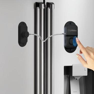 Imagem de LittleTora Trava de geladeira com impressão digital – Trava de segurança à prova de crianças para portas de móveis de armário de geladeira e freezer – Trava de janela com cabo de 90 graus, acesso