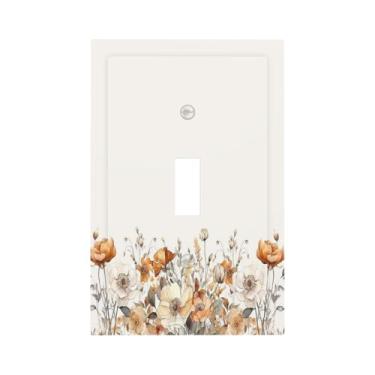Imagem de Naiqadnehz Placa decorativa para interruptor de luz vintage flores quentes de outono 1 gangue placa de parede com interruptor único capas de tomada elétrica para decoração de quarto e casa