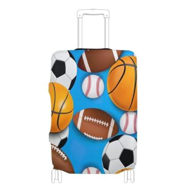 Imagem de Joisal Capas de mala para protetor de bagagem, bolas esportivas, bolas de futebol, azul, antiarranhões, acessórios de viagem especiais para mulheres, P, serve para capa de 45 a 50 cm, Bolas esportivas