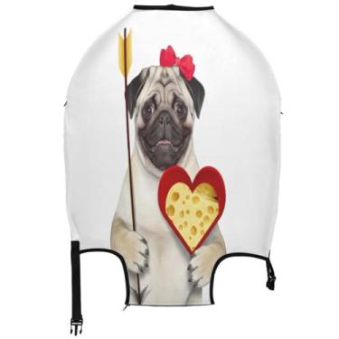 Imagem de Joisal Capa de mala fofa protetora de bagagem lavável capa essencial de férias capa de mala de viagem fofa cupido pug amor cachorro, Cão fofo Cupido Pug Love, XL, Fits 29-32 Inch Case, Capa de mala